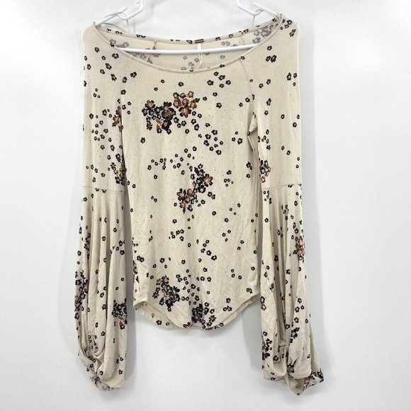NWT Free People To The Tropics Balloon Sleeve Floral Top - Picture 2 of 6